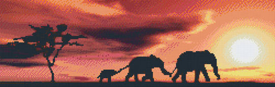 Elephant Sunset Twelve [12] Baseplate PixelHobby Mini-mosaic Art Kit